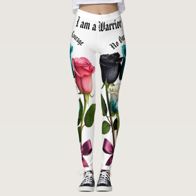 Warrior Roses Cancer Awareness Leggings (Frente)