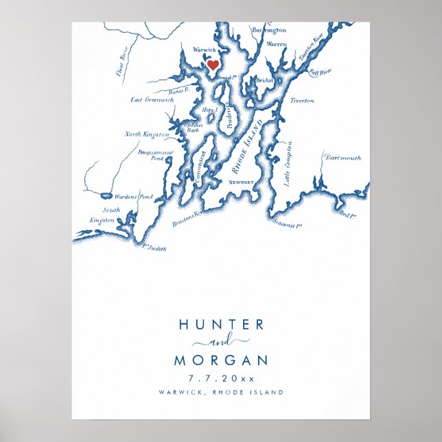 Warwick RI Wedding Modern Guest Book Poster (Frente)