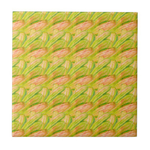 Wasabi Verde Terroso Arte Floral Abstrato