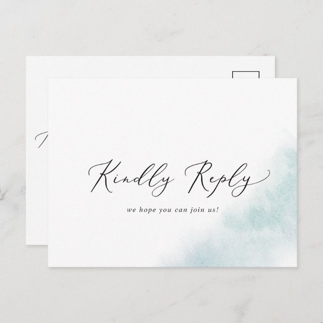 Wash de Aquarela | Cartão postal RSVP Blue Song (Frente/Verso)