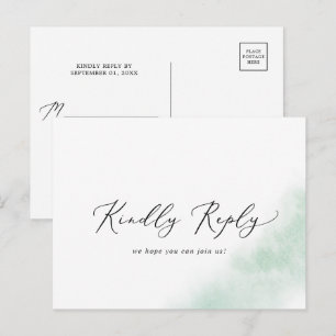 Wash de Aquarela   Cartão postal RSVP de Menu Verd