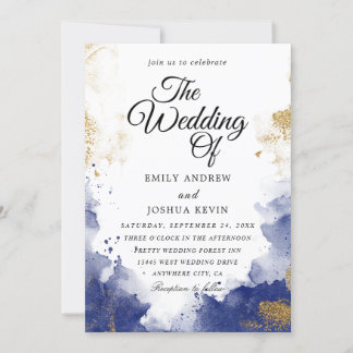 Wash de Aquarela | Convite para Casamento Azul