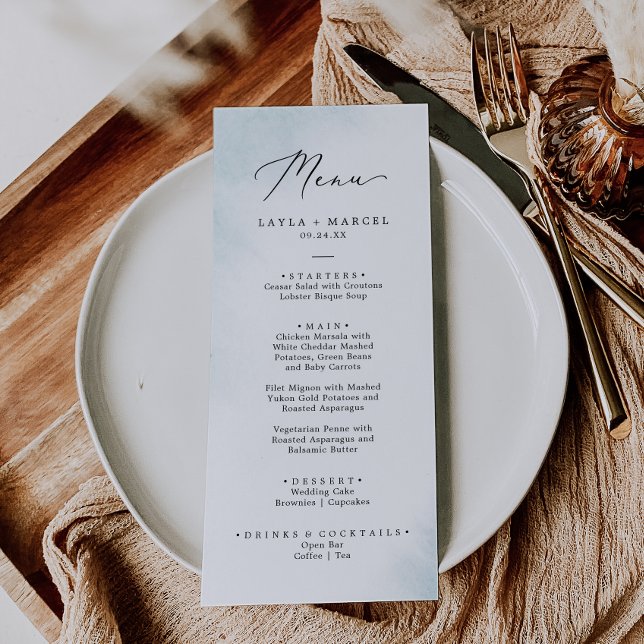 Wash de Aquarela | Menu Janto Casamento Azul (Criador carregado)