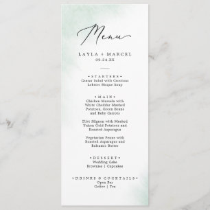 Wash de Aquarela Menu Janto Casamento Verde
