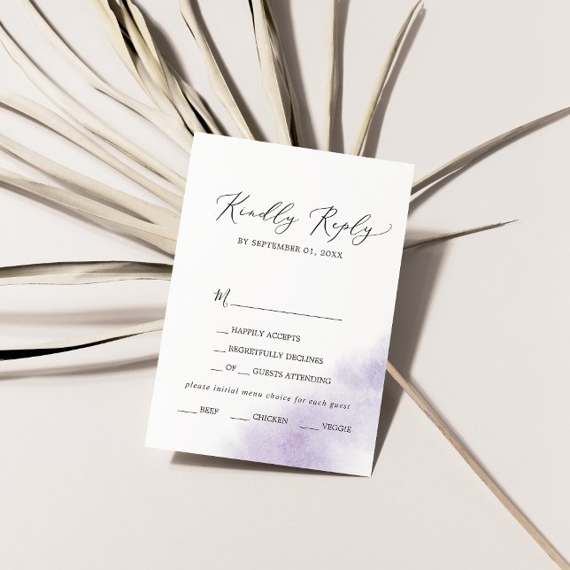 Wash de Aquarela | Placa RSVP de Escolha do Menu R (Criador carregado)