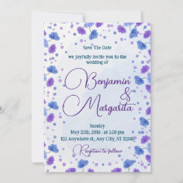 Wash de Aquarela | Roxo Convite Para Casamento