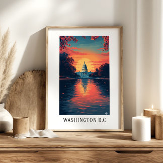 Washington D.C. Capitol Sunset Poster