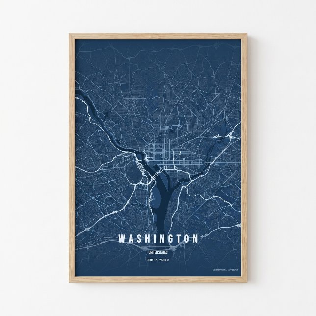 Washington D.C. Map Blue Print Poster Wallart Gift (Criador carregado)