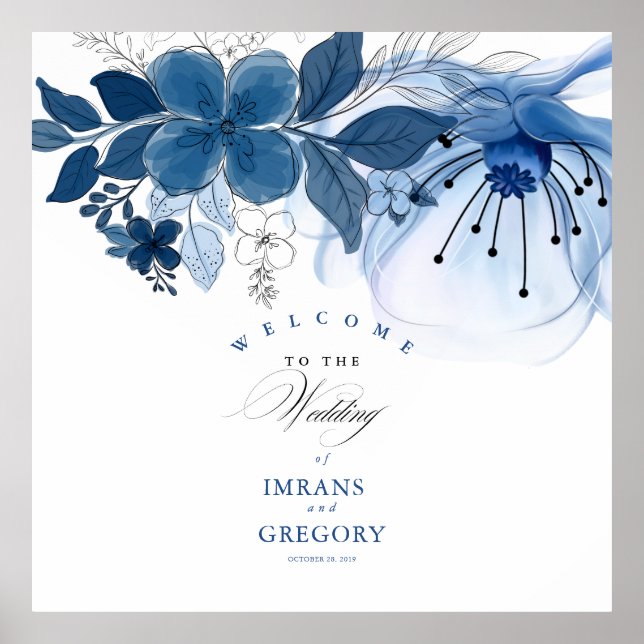Water colore Wedding Welcome Poster (Frente)