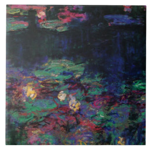 WATER LILIES VERDE POND Claude Monet Dark Floral