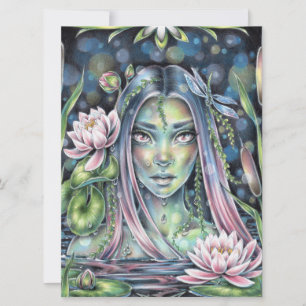Water Ninfh Lily Fairy Elf Fantasy Art Card