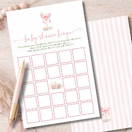 Watercolor A Tini One Girl Baby Shower Bingo Game