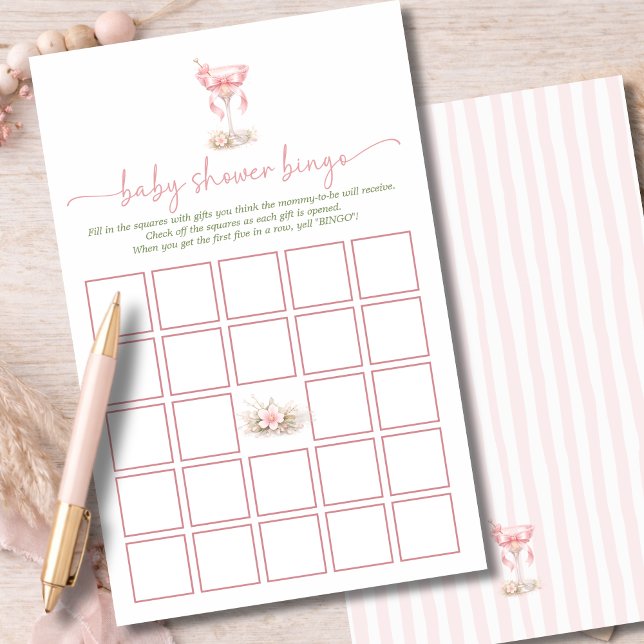 Watercolor A Tini One Girl Baby Shower Bingo Game (Criador carregado)