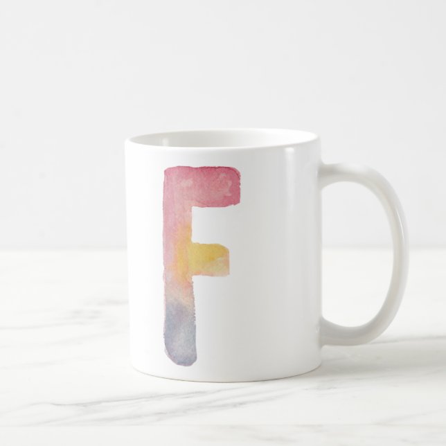 WATERCOLOR ALPHABET MONOGRAMA LETRA 'F' | CANECA (Direita)