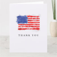 Watercolor American Flag Obrigado Cartões
