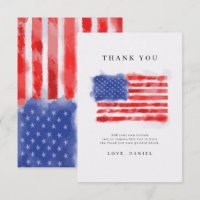 Watercolor American Flag Obrigado Cartões