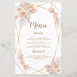 Watercolor Anthurium Pampas Grass WedMenu
