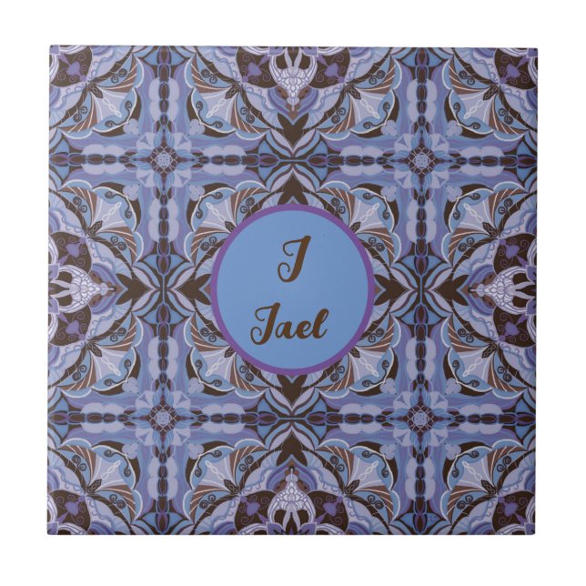 Watercolor Azulejo Purple Espanhol Personalizado (Frente)