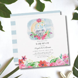 Watercolor Baby Koala Com Convite À Lua