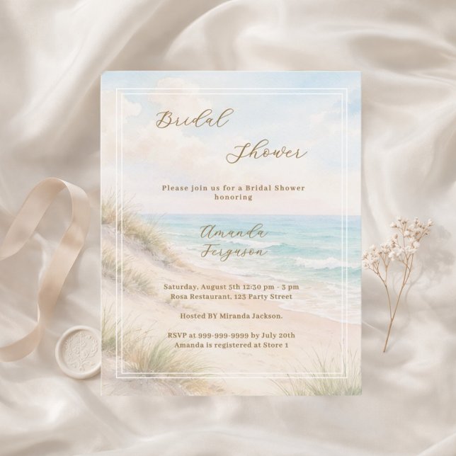 Watercolor beach dunes Bridal Shower invitation (Criador carregado)
