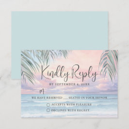 Watercolor Beach Wedding RSVP Reply Card