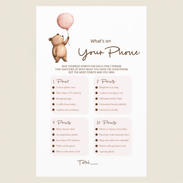 Watercolor bear balloon baby shower game flyer (Criador carregado)
