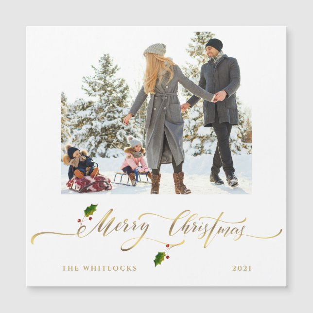 Watercolor Berries Foto Feliz Natal (Frente)