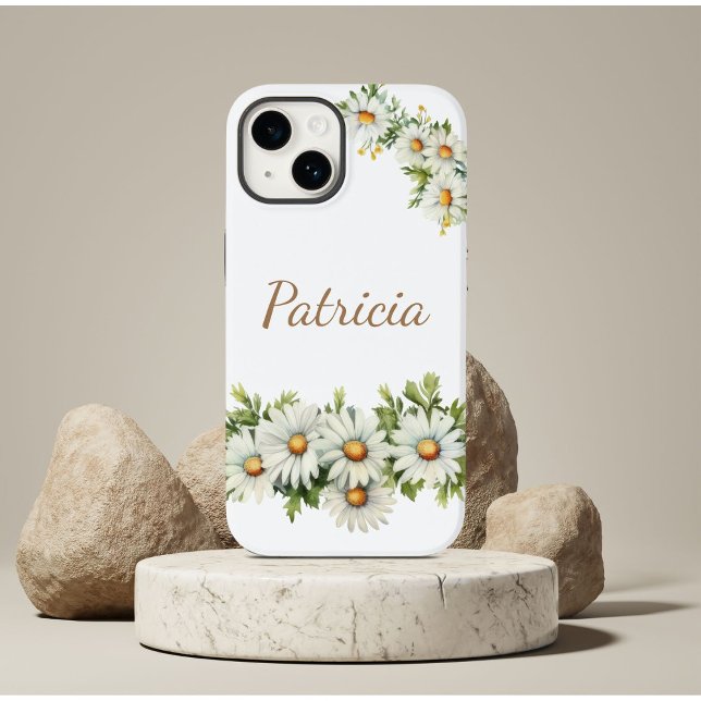 Watercolor Bloom Daisy Flowers White Case-M (Criador carregado)