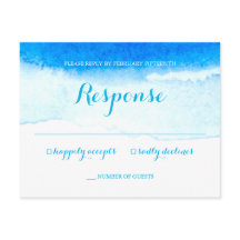 Watercolor Blue Beach Weding RSVP