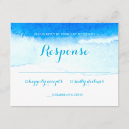 Watercolor Blue Beach Weding RSVP