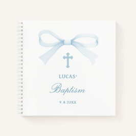 Watercolor Blue Bow Baptism Guest Book
