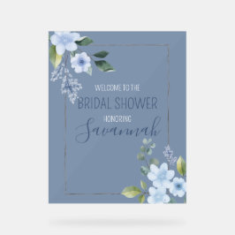 Watercolor Blue Floral Wedding Shower Welcome
