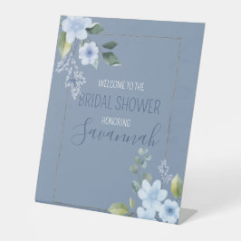 Watercolor Blue Floral Wedding Shower Welcome