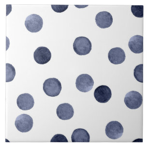 Watercolor . Blue polka dot .
