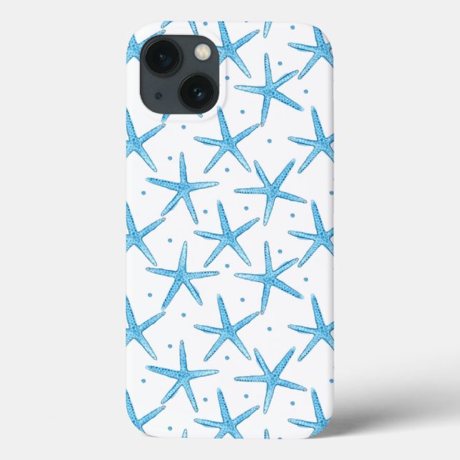 Watercolor Blue Sea Stars Pattern (Verso)