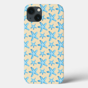 Watercolor Blue Starfish Pattern