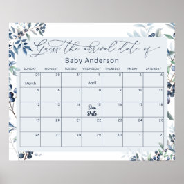 Watercolor Blueberry adivinha o Poster de data de