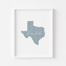 Watercolor boho blue Texas babe impressão