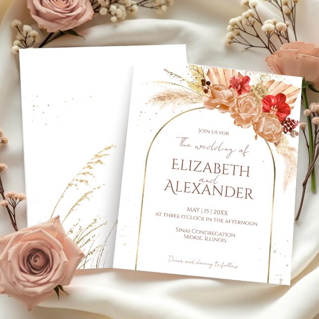 Watercolor Boho Floral | Convites De Casamento (Criador carregado)