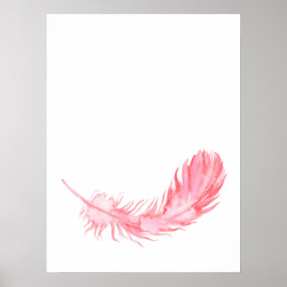 Watercolor Boho Pink Feather Impressão