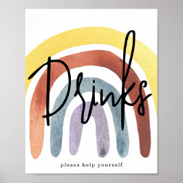 Watercolor Boho Rainbow Drinks Poster