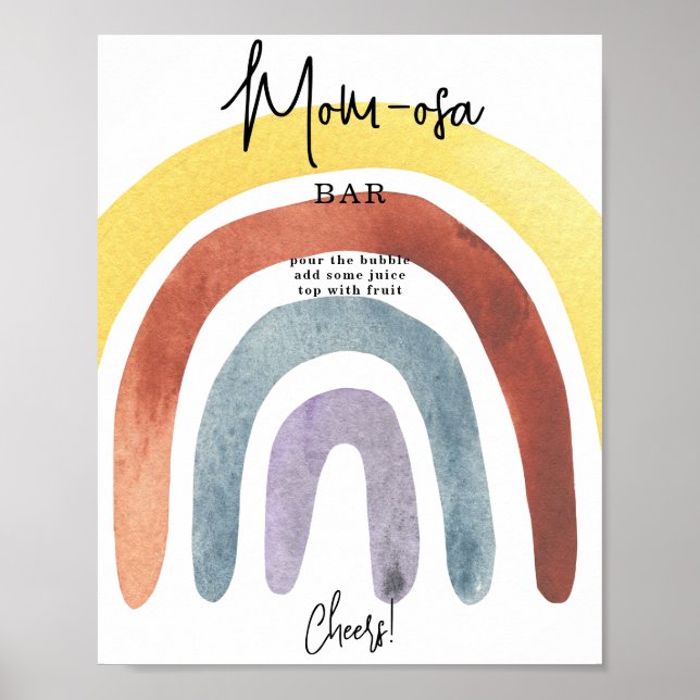Watercolor Boho Rainbow mom-osa bar Poster (Frente)