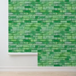 Watercolor Bricks Kelly Green Padrões