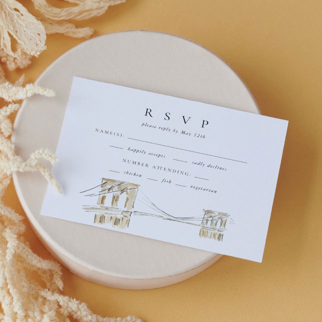 Watercolor Brooklyn Bridge New York Wedding RSVP (Criador carregado)