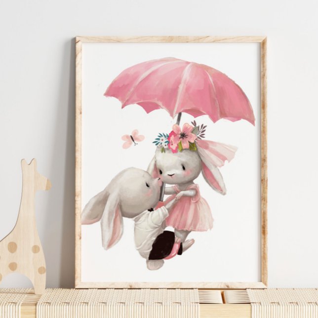 Watercolor Bunny Princess | Bunny Wall Impressão (Criador carregado)
