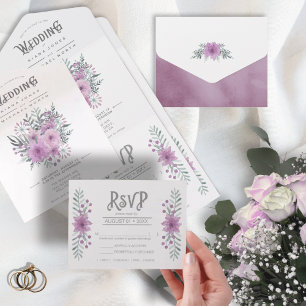 Watercolor Buquê Wedding Lilac ID654