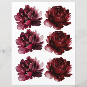 Watercolor Burgundy Rosa vermelha 2 Sided Scrapboo