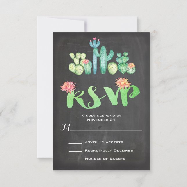 Watercolor Cactus RSVP — Casamento Mexicano (Frente)