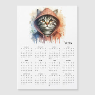 Watercolor Cat in Hoodie Splash Calendar 2025