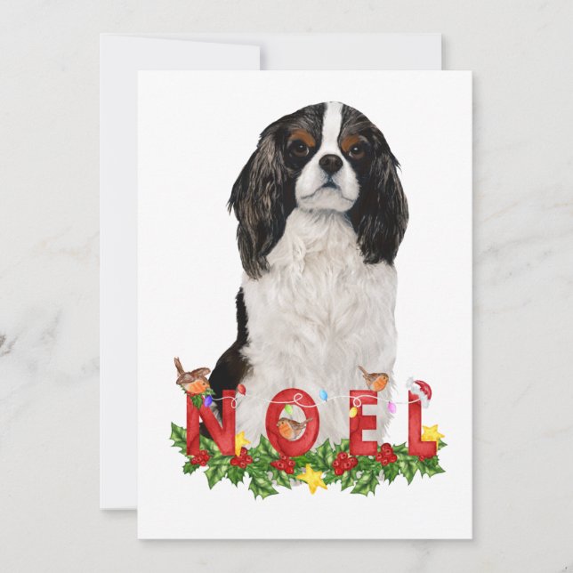 Watercolor Cavalier King Charles Noel Natal (Frente)